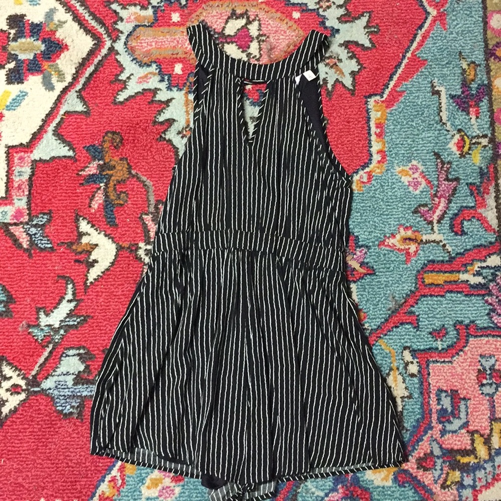 Black and white stripes romper